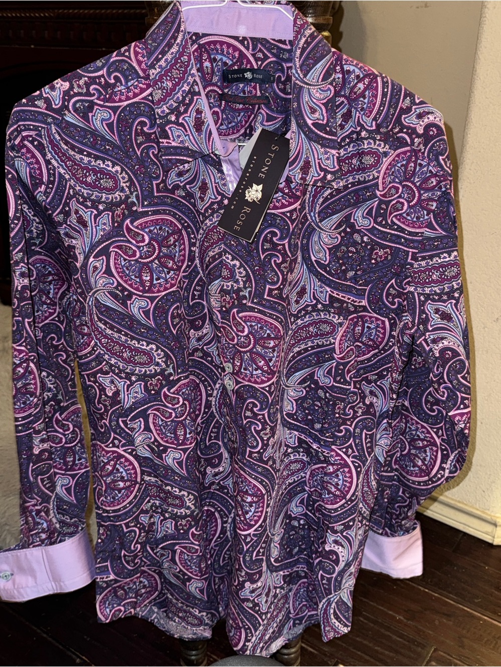 Stone Rose Purple and Pink Paisley Button-Down Shirt